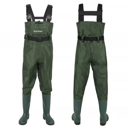 Waterproof Fishing Waders Pants, Chest-Length with Boots, Breathable Overalls, Unisex