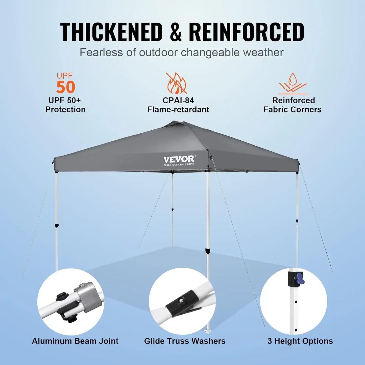 Pop Up Canopy Tent, 10 x10 ft, Waterproof, Silver Coated Tarp, w/ Portable Roller Bag and 4 Sandbags