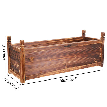Wood Planter Box, Outdoor Raised Garden Planter Bed for Flowers or Vegetables