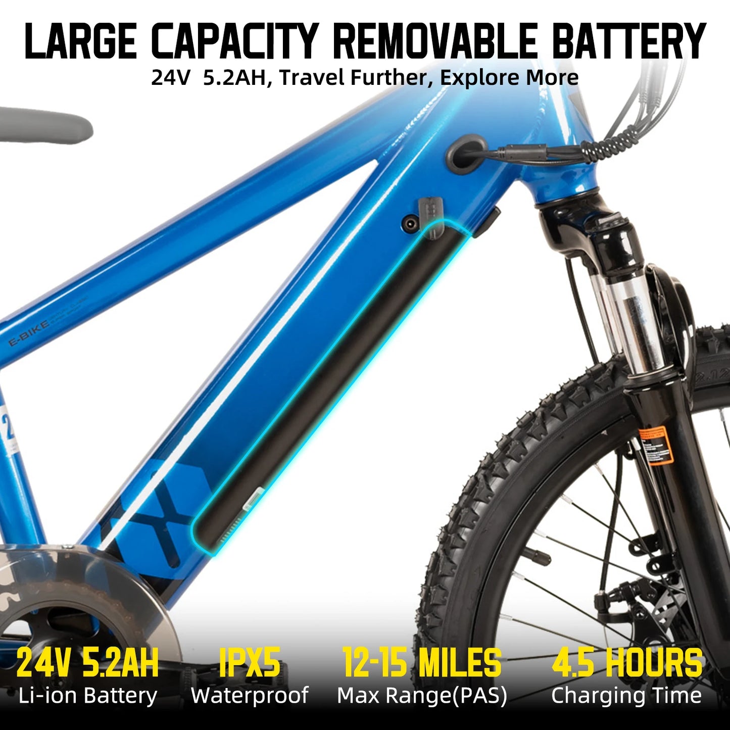 Electric Bike for Kids or Teens Ages 7+ w/ 250W Motor, 15MPH, Electric Mountain Bike