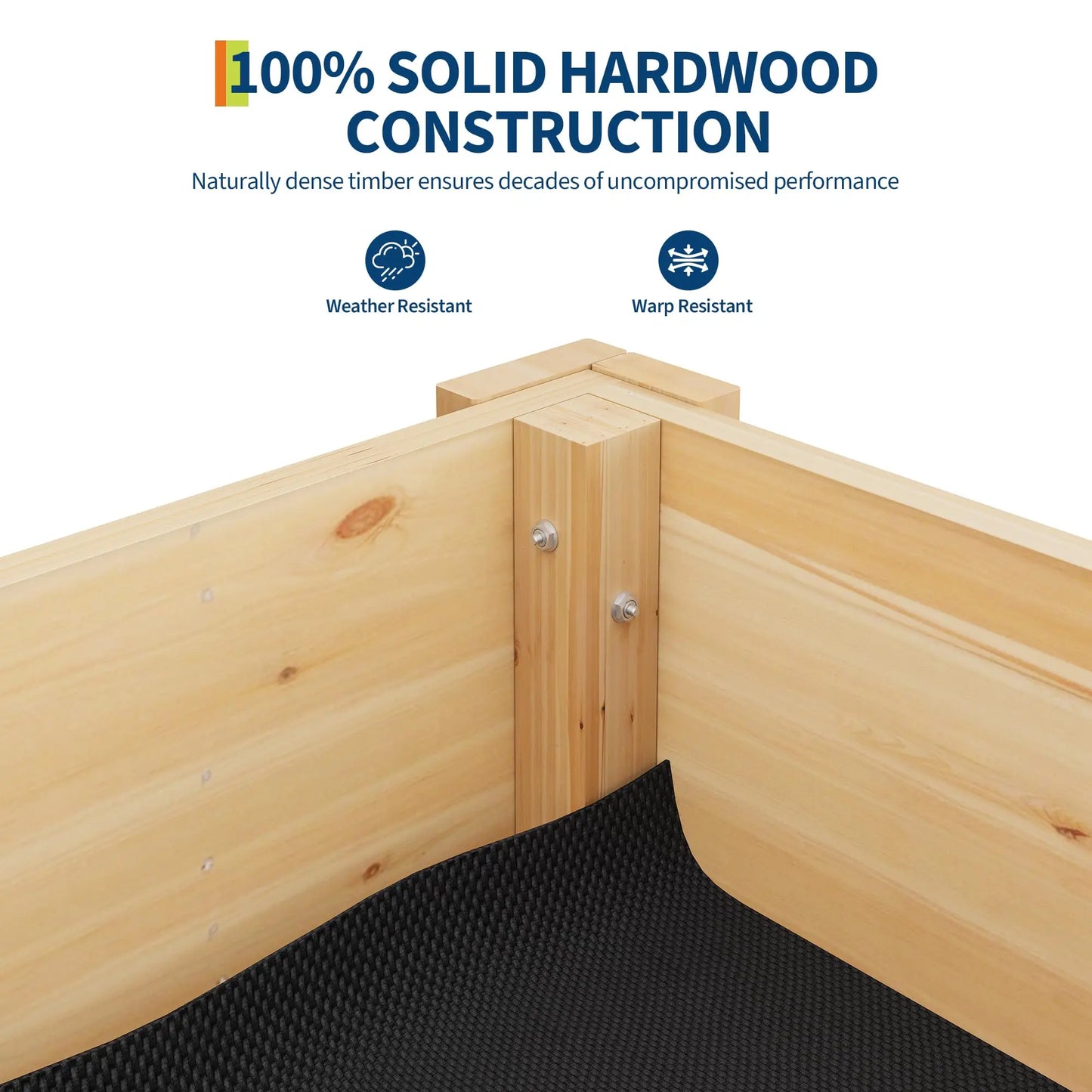 Durable Elevated Wooden Garden Bed w/ Legs & Hooks, Planter Box w/ Liner & Drainage Holes, Vegetables, Flowers & Herbs