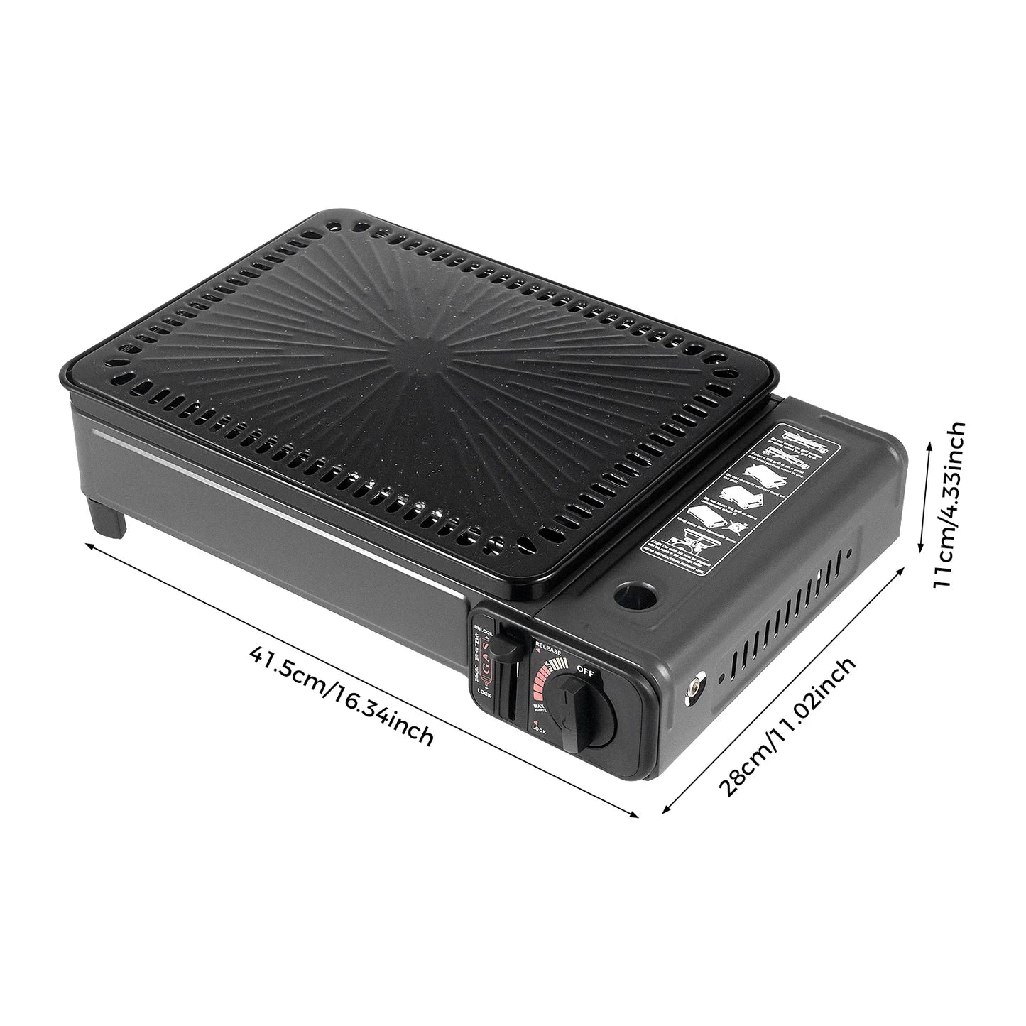 Portable Camping Grill, Butane Gas Stove for Camping, Travel 41.5x28x11cm