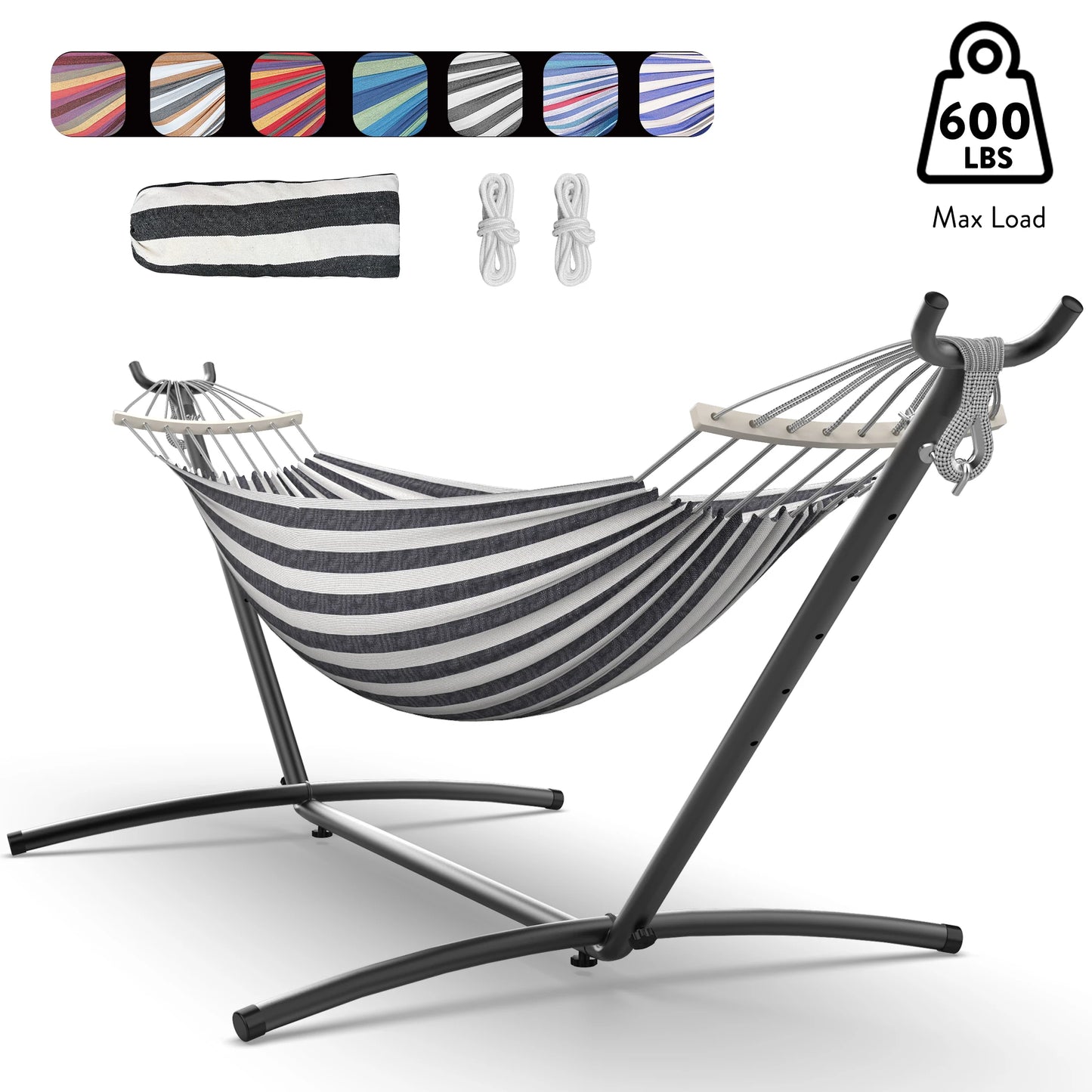 Hammock Bed w/ Adjustable Stand- 600lb Capacity w/Storage Bag,
