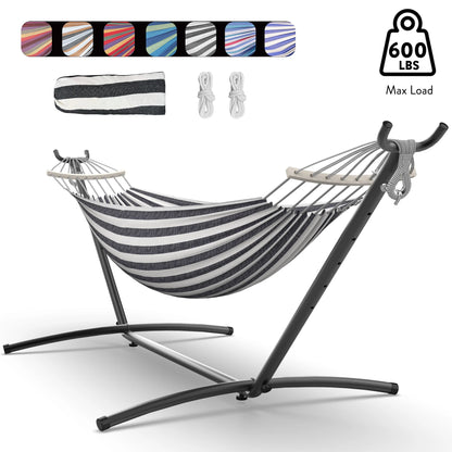 Hammock Bed w/ Adjustable Stand- 600lb Capacity w/Storage Bag,