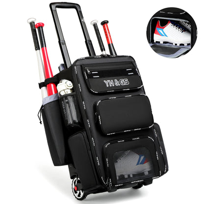 Sports Trolley Baseball or Softball Bag, Large Capacity Multi Compartment, Waterproof