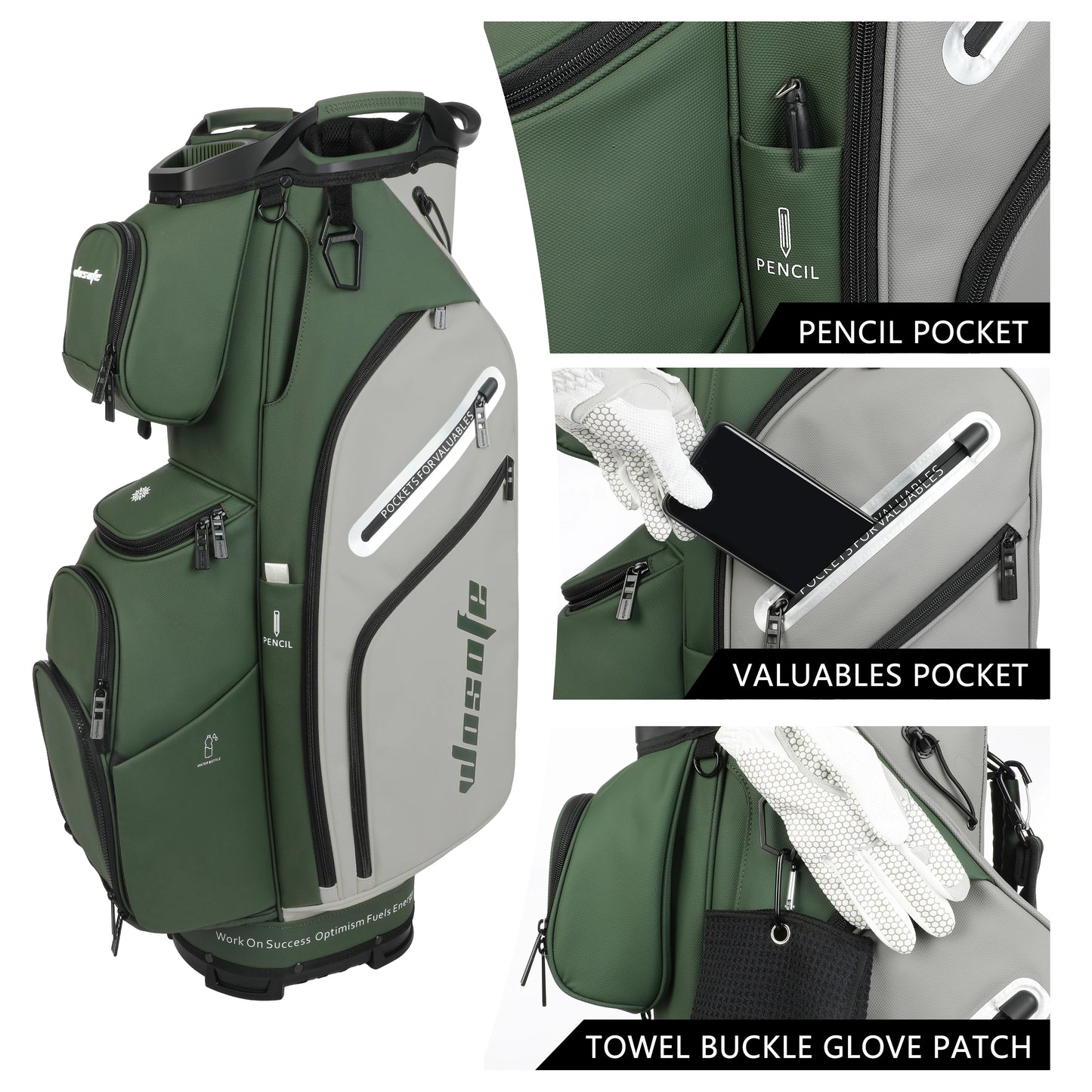 Leather Lightweight Golf Bag, 10 Pockets, 14-Way Dividers, Cooler Pouch for Men or Women