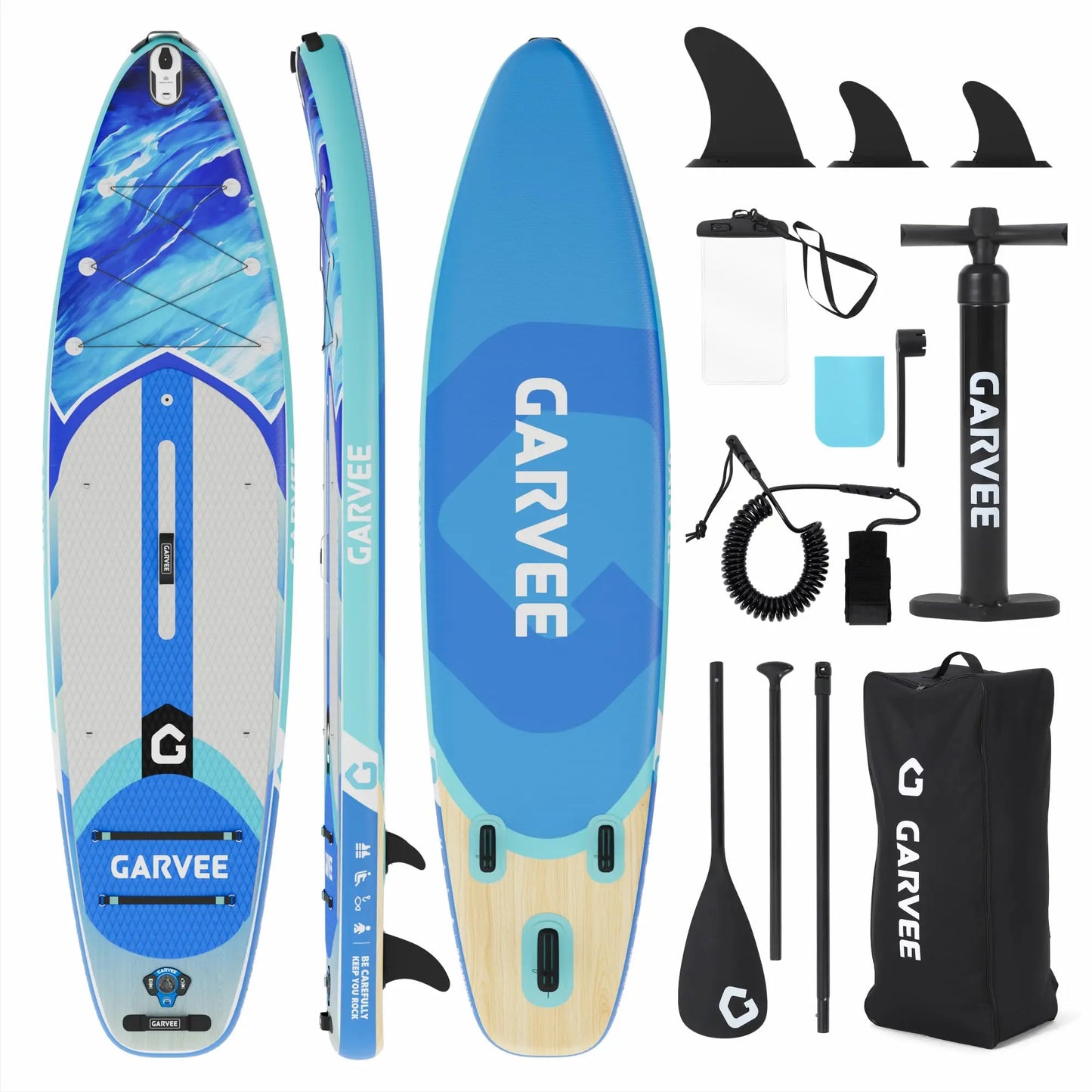 Inflatable Stand Up 10.6 Ft Paddle Board 450LBS Capacity, Wide w/ Camera Mount Non-Slip Deck, Backpack