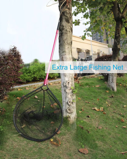 Large Rubber Fishing Net, Telescoping Handle, Extends to 94in, for Fresh or Saltwater