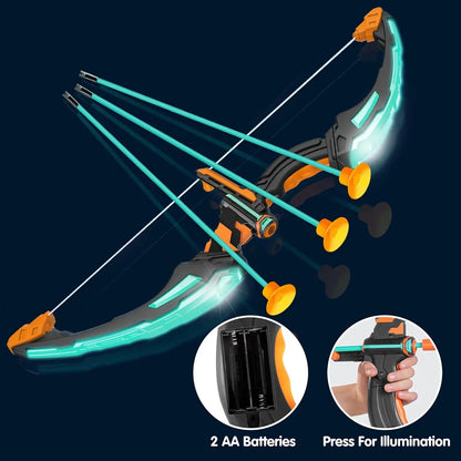 Kids Bow and Arrow Set, LED Light Up Archery Target with Suction Cup Arrows, Kids Ages 6-12