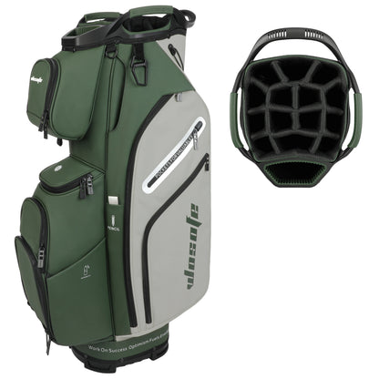 Leather Lightweight Golf Bag, 10 Pockets, 14-Way Dividers, Cooler Pouch for Men or Women