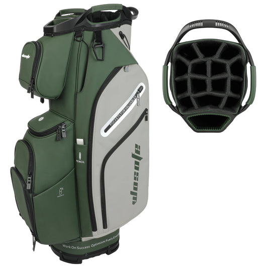 Leather Lightweight Golf Bag, 10 Pockets, 14-Way Dividers, Cooler Pouch for Men or Women