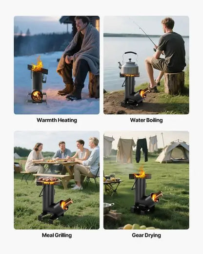 Portable Wood Burning Camping, Rocket Stove, w/ Carry Bag