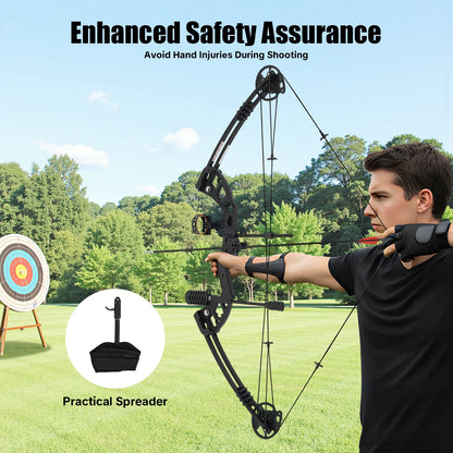 Compound Bow, Adjustable Draw Weight and Length with 3-Pin Sight, 12 Arrows Complete Set