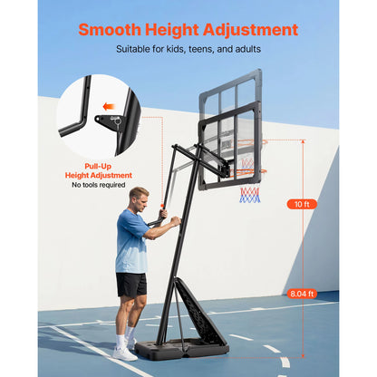 Basketball Stand, Height Adjustment, Hoop with 44 -54 inch Backboard