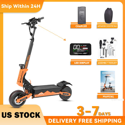 Adult Electric Scooter 5600W Dual Motor, Top Speed 46MPH, 60V27AH, 11-inch Off-Road Tires, Foldable eScooter