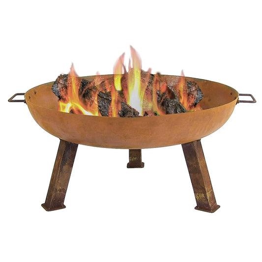 Cast Iron Heavy-Duty 30-Inch Fire Pit for - Wood-Burning Outdoor Bowl w/ Handles