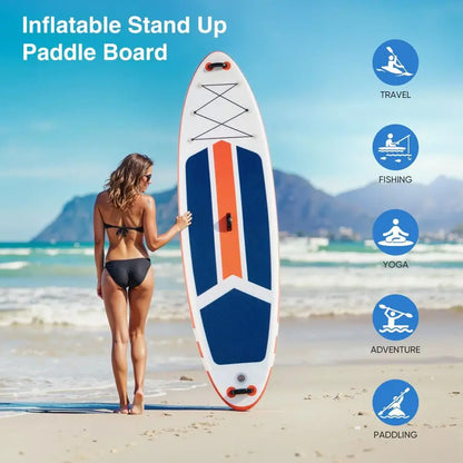 Inflatable Stand Up Paddle Board w/ Premium Accessories Wide Non-Slip Comfort Deck