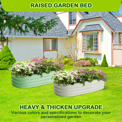 Oval Raised Garden Bed, 2 Pcs 4.5x2x1ft, Galvanized Metal, Open-Ended Base, Outdoor Planters