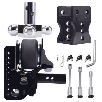 12,000lbs Adjustable Three-Ball Trailer Towing Hitch, 6" Drop/6" Rise