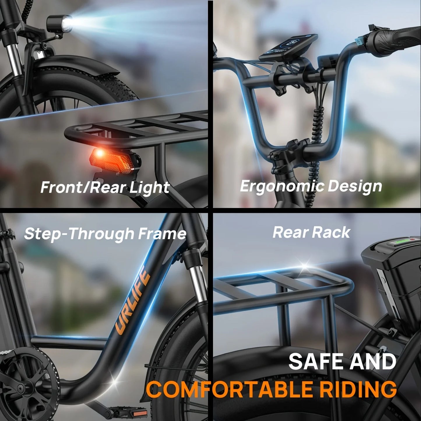 Electric Bike, 1000W, 48V 13Ah, Removable Battery, 20MPH, 20''X3" Fat Tire, 7-Speed, w/ Dual Disc Brake