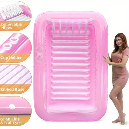 Inflatable Pool Lounger Float 70'' x 46'' Suntan Tub Raft