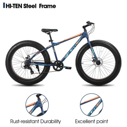 20 Inch Kids' Bicycles, Fat Tire Mountain Bike for Age 5 + Years, 7-Speed, Dual-Disc Brake
