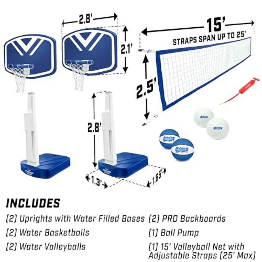 Splash Hoop, Pool Basketball, Volleyball Set Vinyl Material