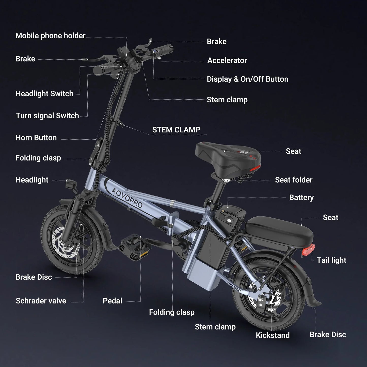 Electric Bike, 14'' Foldable, 500W 48V 10.4AH Battery, 22MPH Max Speed, 28Miles Range