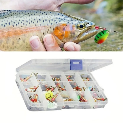 Metal Spoon Spinner Fishing Lure, Treble Hook, Wobblers, Artificial Bait for Fresh or Saltwater - 30pcs