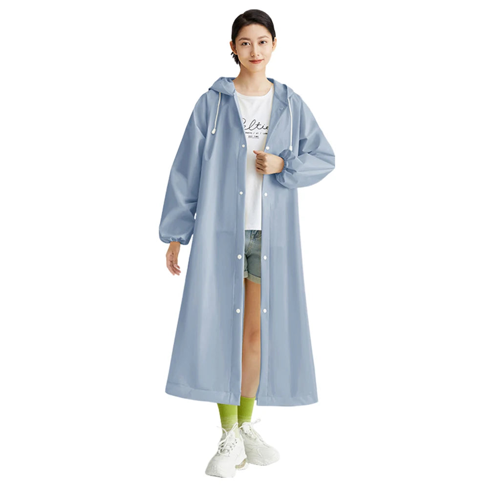 Adult, Long Windproof Waterproof Raincoat  w/ Drawstring, Portable for Emergency