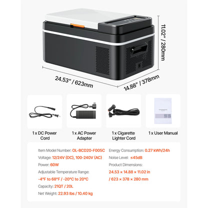 Mini Car Refrigerator, 20L 22L 35L 45L 55L, Fridge-Freezer, Portable Compressor DC 110-240V