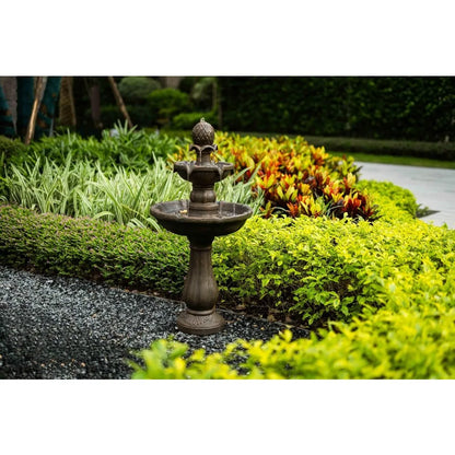 Outdoor Water Fountain - 3-Tier Stone-Like Bird Bath, 42.2 Inches Tall