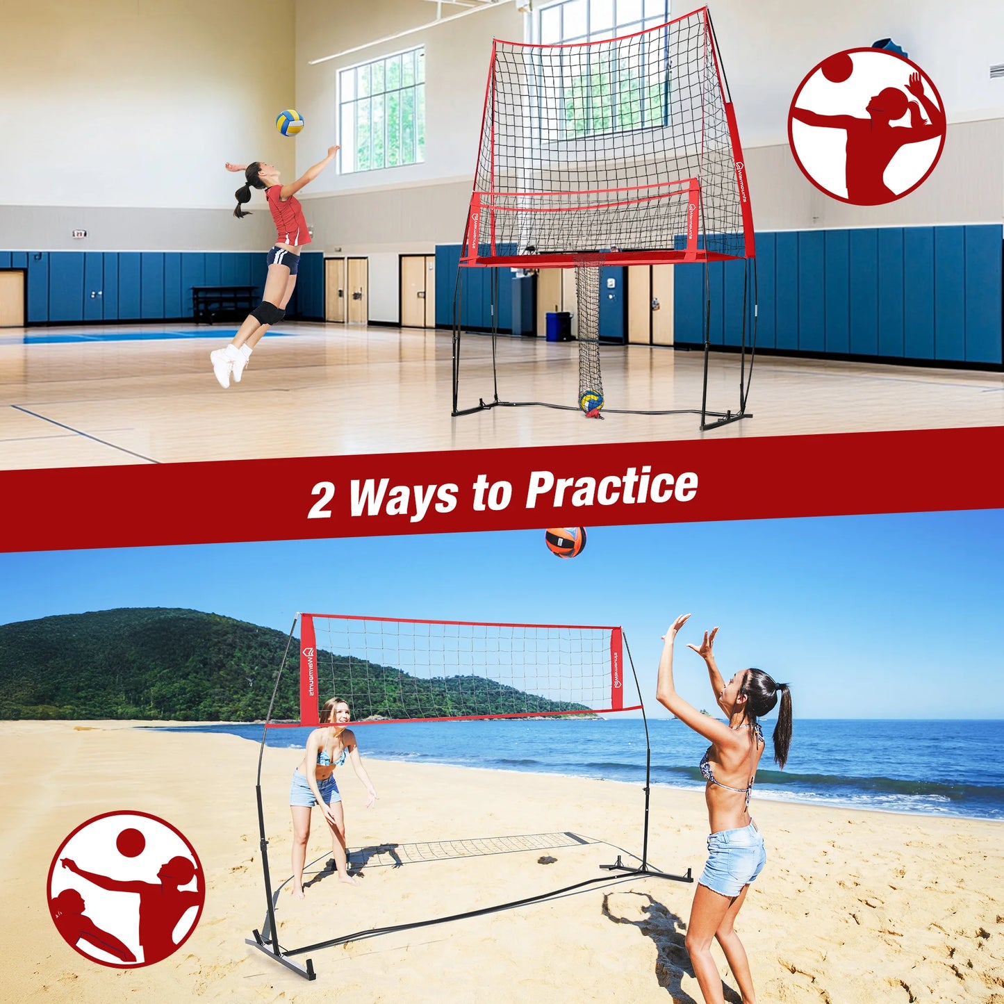 Volleyball Practice Net, Training Equipment, Adjustable Height