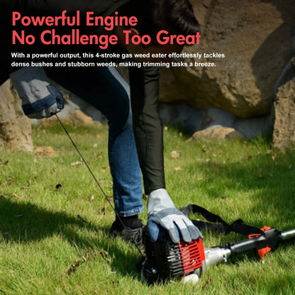 Gas Weed Eater, 4-Stroke, 31cc, 15lb, 13 in Straight Shaft Stringless Trimmer, Weed Wacker, High-Power