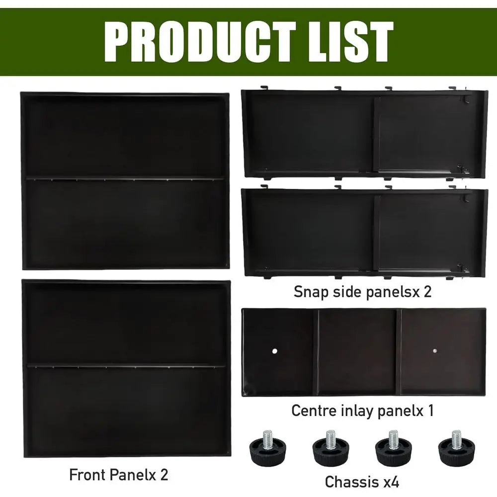 Tall Metal Rectangular Planter, 38" L x 13" W x 30" H, Black Outdoor Planter with Drainage, Adjustable Balance