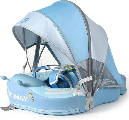 MamboBaby Swim Float with Canopy, Pool Infant Swimming Lying Waist 3-24 Months