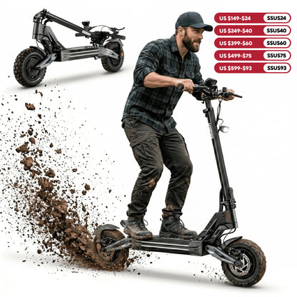 Electric Scooter, Dual 4000W Motor, 45MPH Fast E-Scooter, 60V 27Ah, Heavy Duty 11" Off-Road Vacuum Tires 330lbs, Foldable