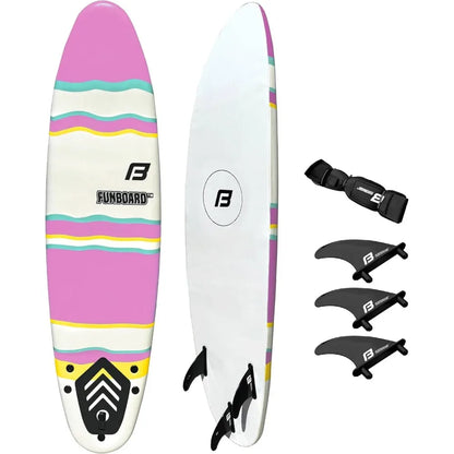 6’ Surfboard Softboard Foam - Include (3) Fins 6’ Foot Leash and (2) Wood Stringers
