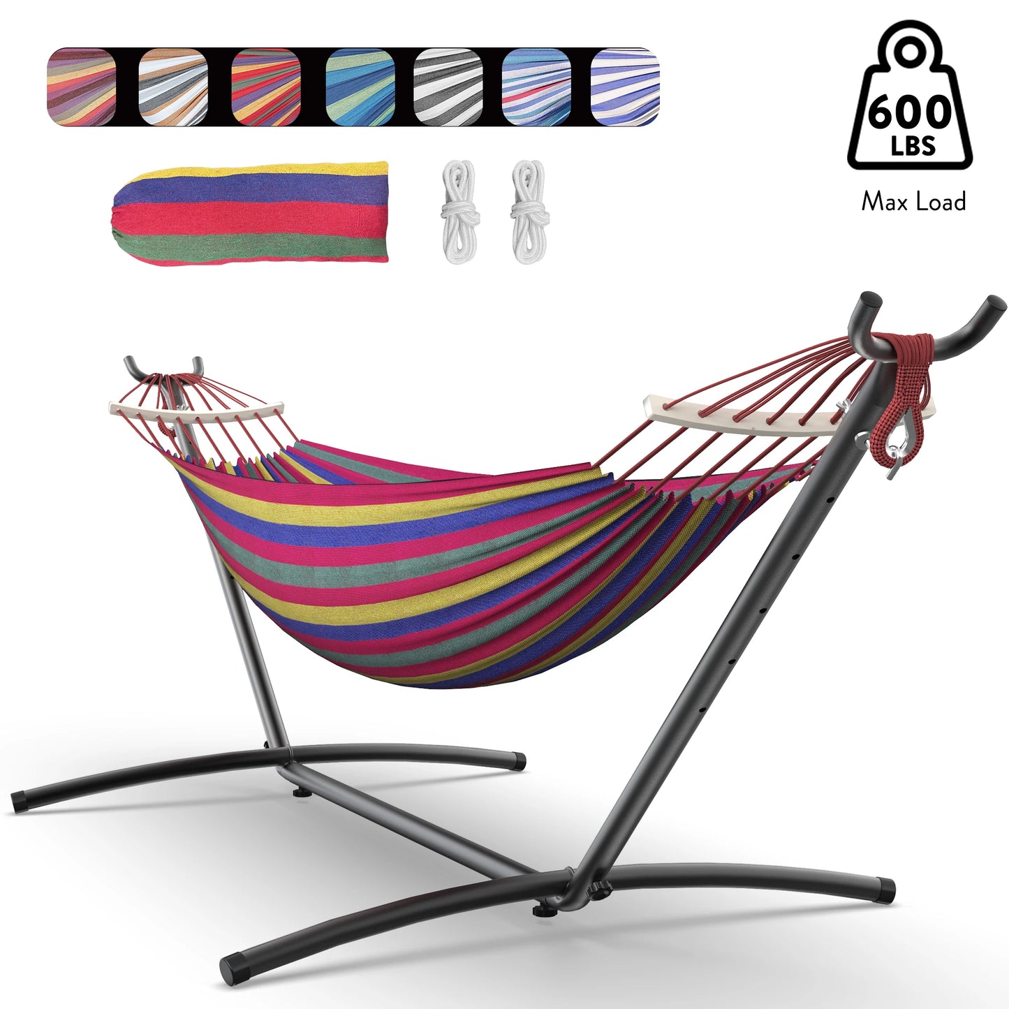 Hammock Bed w/ Adjustable Stand- 600lb Capacity w/Storage Bag,
