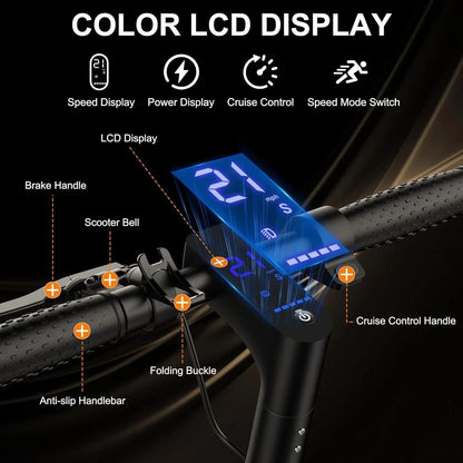 Electric Scooter, 500W 22MPH, 10inch Adult Smart Scooter, Shock-Absorbing, Anti-Skid, Folding Scooter