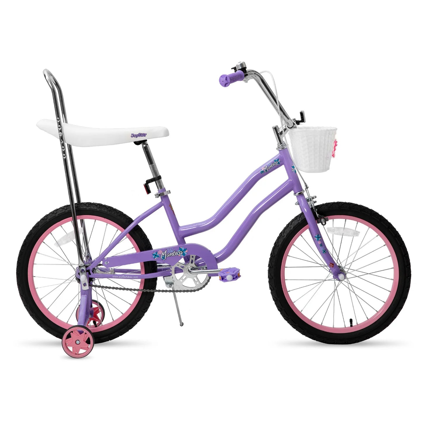 20 Inch Girls Bike w/ Training Wheels, Banana Seat, for Girls Ages 7-12 Years Old, Handbrake and Coaster Brake