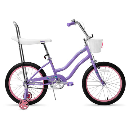 20 Inch Girls Bike w/ Training Wheels, Banana Seat, for Girls Ages 7-12 Years Old, Handbrake and Coaster Brake