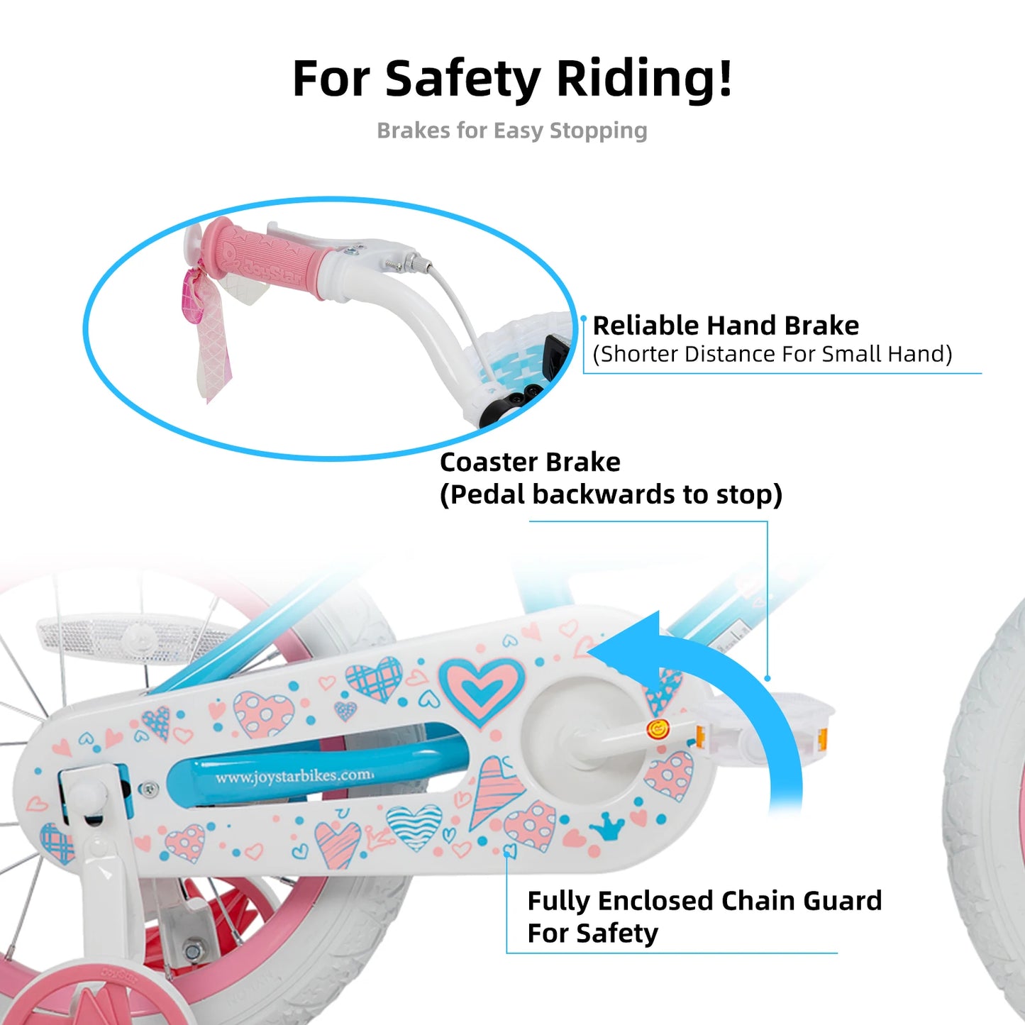 Girls Bike with Basket & Training Wheels, 12, 14, 16, 18 Inch Kids Bike, Foot Brake, Child Bicycle