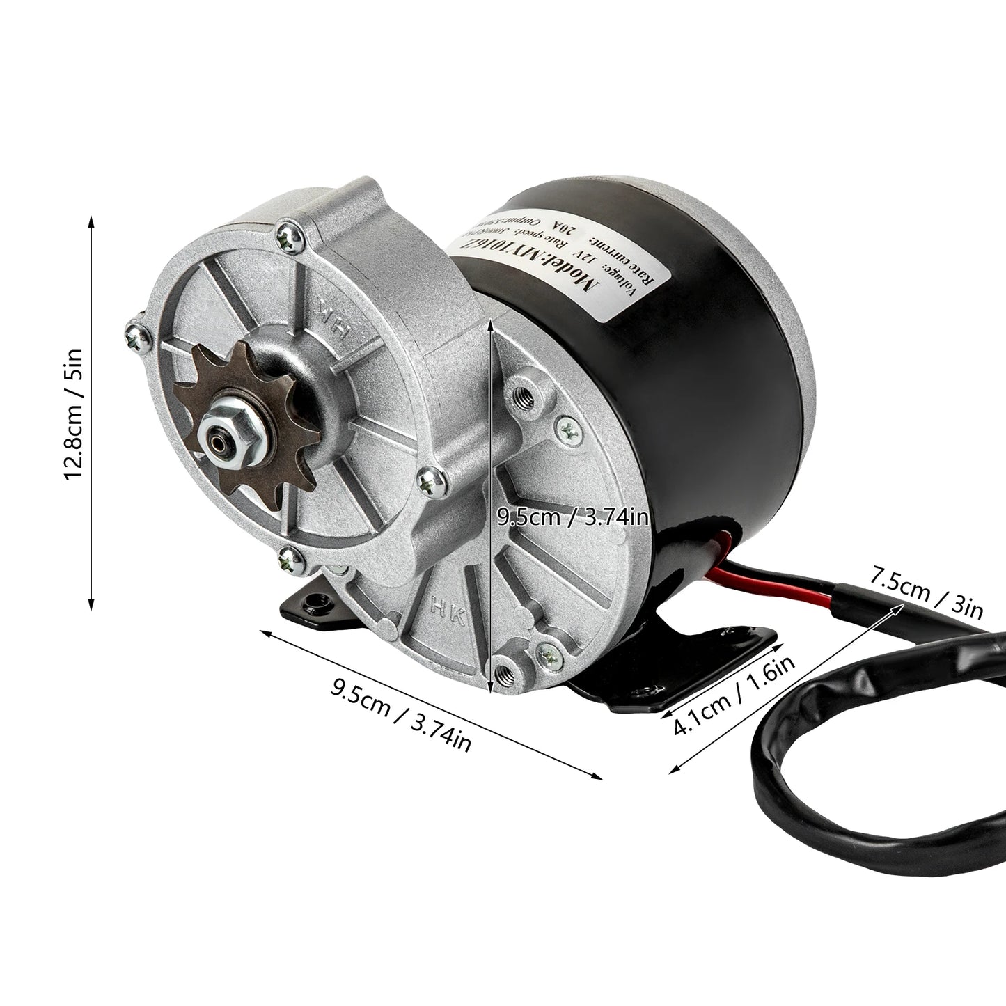 Electric Motor 250W 12V Bicycle Brushed Motor Gear Reduction, DC Motor, Electric Reductor for Scooters & E-Bikes