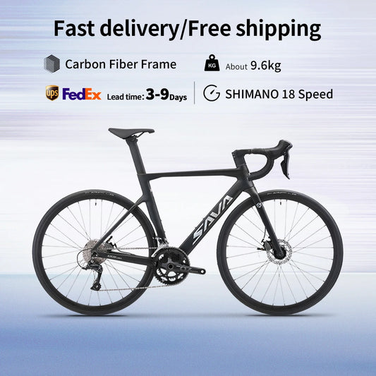 Racing Road Bicycle, Carbon Fiber Frame, Integrated Handlebar, 18-Speed Adult Competition Bicycle