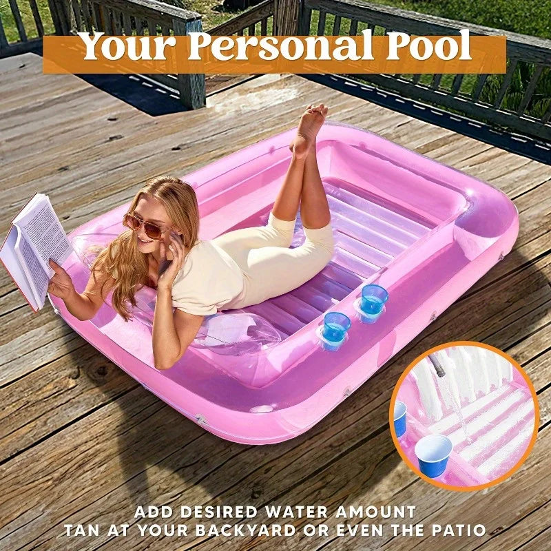 Inflatable Pool Lounger Float 70'' x 46'' Suntan Tub Raft