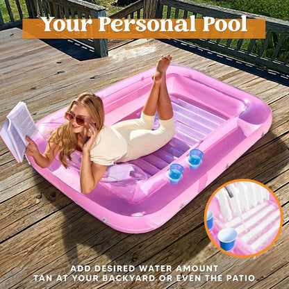 Inflatable Pool Lounger Float 70'' x 46'' Suntan Tub Raft