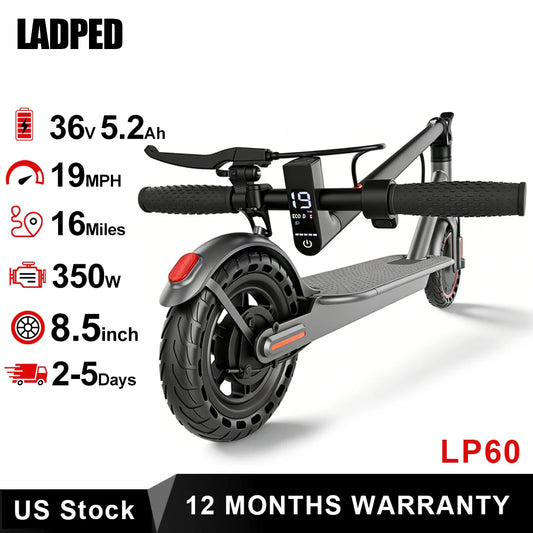 Electric Scooter, 350W, Max Speed 19mph, 8.5inch Tire, Folding Design, 16 Miles Range