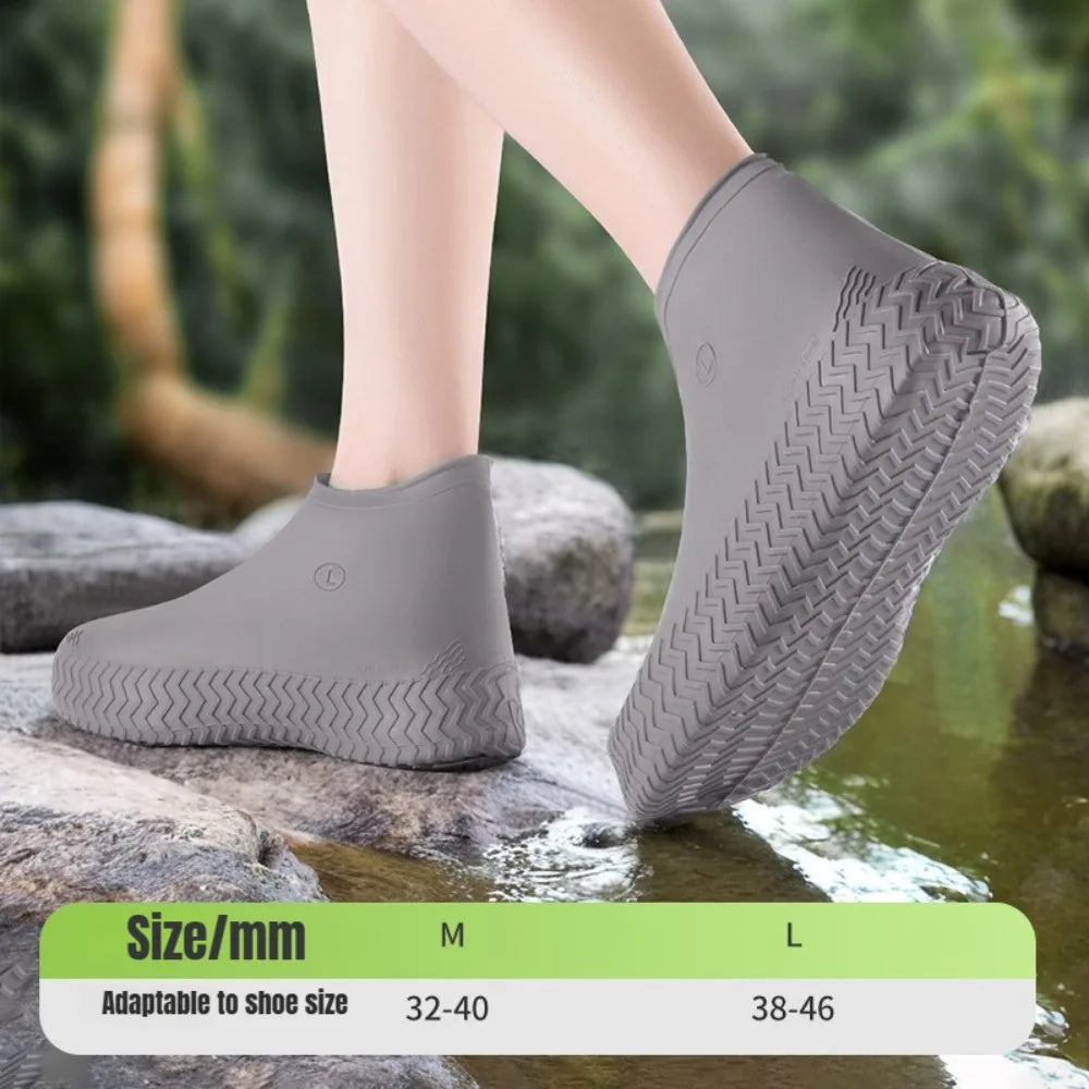 Thick Latex Waterproof Shoe Covers, 1Pair, Non-Slip Reusable for Men-Women Rain, Snow, Mud, Protection
