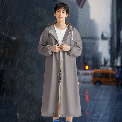 Adult, Long Windproof Waterproof Raincoat  w/ Drawstring, Portable for Emergency